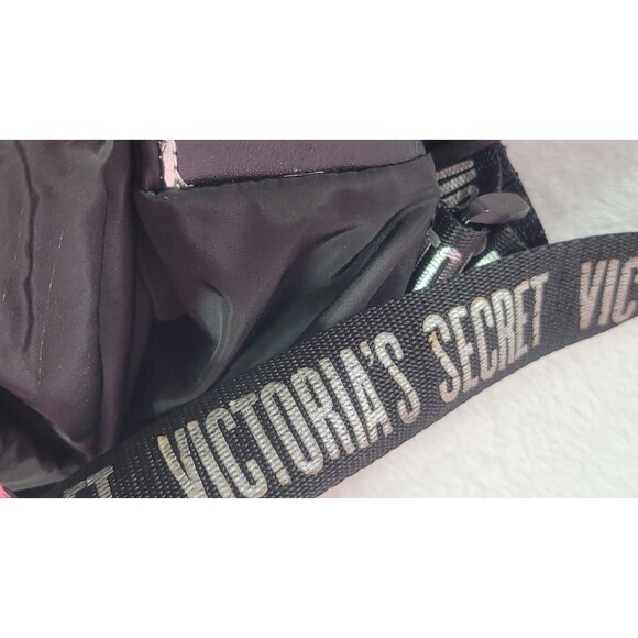 Victoria's Secret Gym Pink Drawstring Backpack Bag Black Missing Logo No Straps - Picture 12 of 12